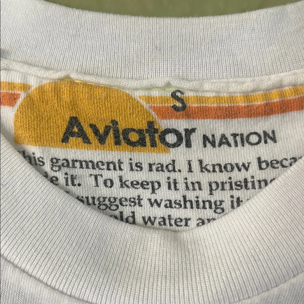Aviator Nation Logo Boyfriend Tee White Size Small - Picture 3 of 3